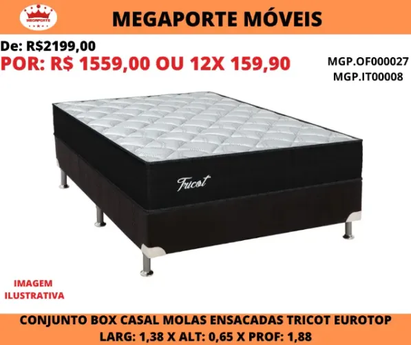 Conjunto Box Tricot Eurotop Casal Molas Ensacadas