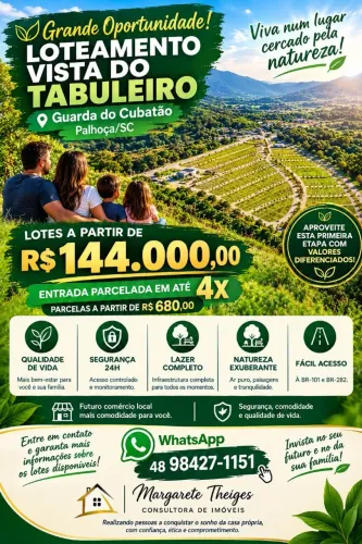 Lotes a venda, loteamento Terra do Tabuleiro