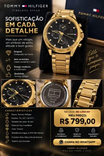 ? RELÓGIO TOMMY HILFIGER ORIGINAL - DOURADO | IMPECÁVEL