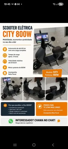 Scooter elétrica city 800w