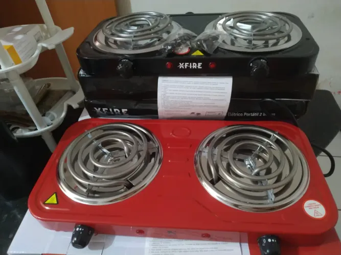 Fogão Portátil Fogareiro Camping Viagem 2 bocas fogão 220V