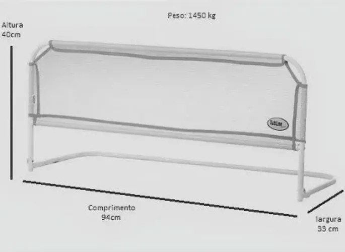 Grade protetora para cama  branca Tubeline