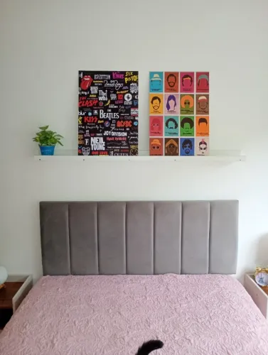 Prateleira de quadros/livros, plantas
