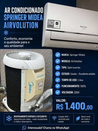 Ar condicionado mideia Sprinter 9btus 
