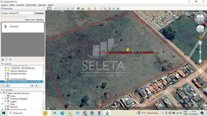 ÁREA PARA LOTEAMENTE POSSIBILIDADE DE 449 TERRENOS
