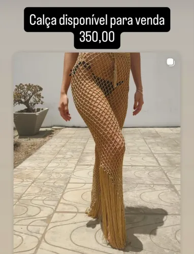 Calça saída de praia de crochê