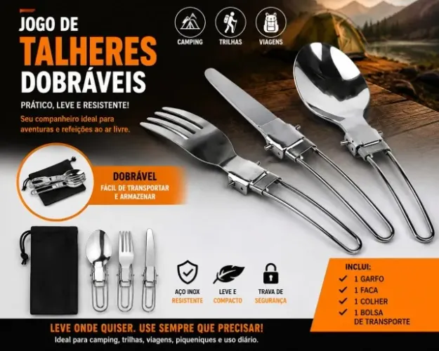 Talheres em inox dobraveis ( Produto novo lacrado ) poucas unidades