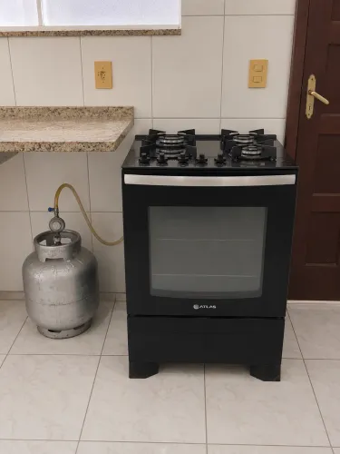 Fogão Atlas Mônaco Top Glass 4 Bocas com Mesa de Vidro e Acendimento Automático Preto