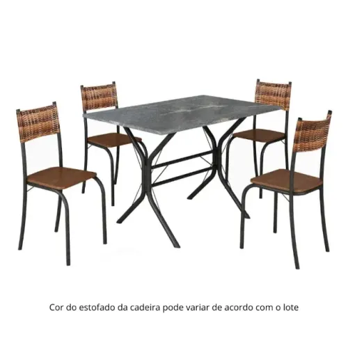 Mesa com 4 Cadeiras Ratam e Tampo de Granito 100x60