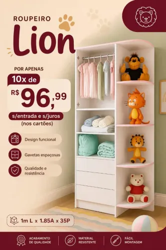 Roupeiro infantil em mdf entrega grátis