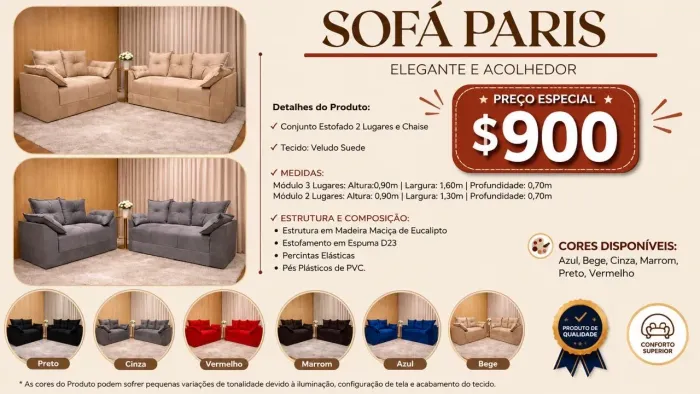 Sofá 2x3 lugares