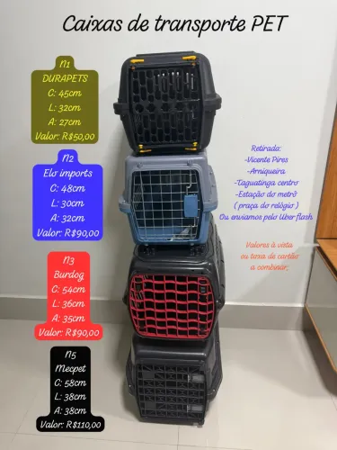 Caixa de transporte pet n1, n2, n3 e n5
