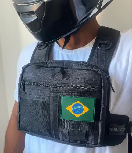 Pochete de peito tática Brasil motoqueiro ciclista 