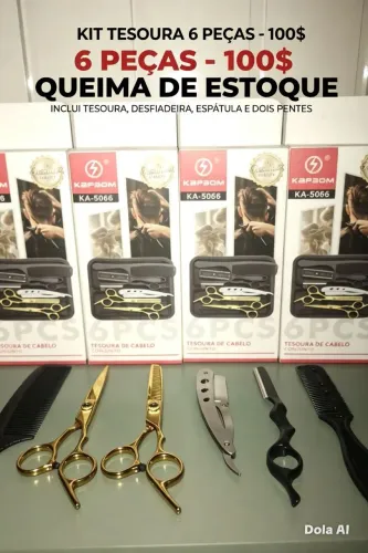 Tesoura kit com 6 peças na promoção queima de estoque.