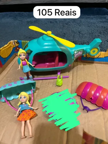 Kit Helicóptero + Balão +Polly + acessórios originais da Polly