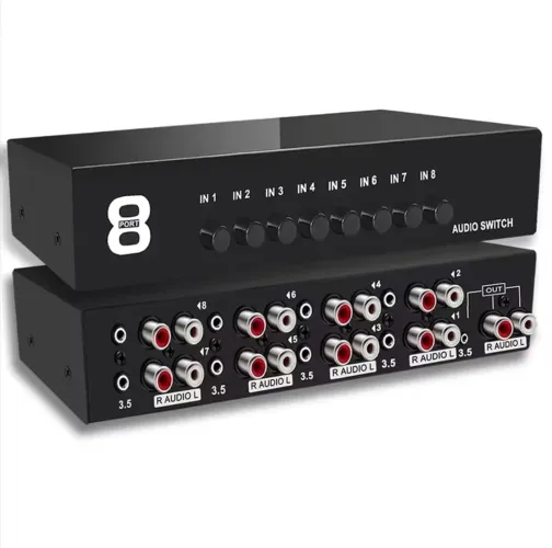 Seletor/Mixer de áudio estéreo bidirecional 8 em 1