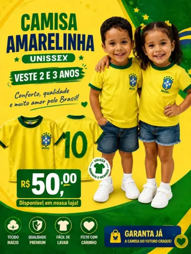 Camisa infantil unissex 2 e 3 anos