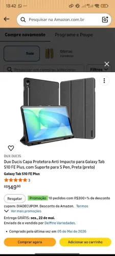 Capa NOVA para Tablet Samsung S10 FE PLUS