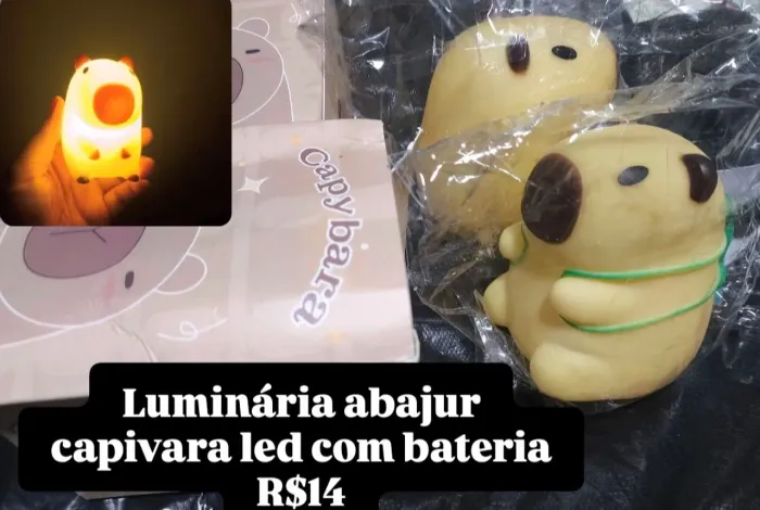 Luminária abajur capivara com bateria