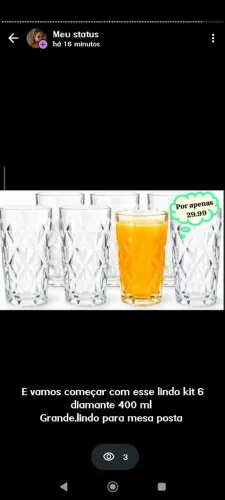 Kit 6 copos diamantes