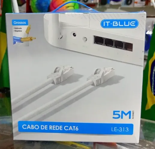 Cabo De Rede Internet CAT6 Montado Crimpado RJ45 5 Metros - Novo
