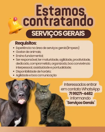 Vagas de emprego para serviços gerais 
