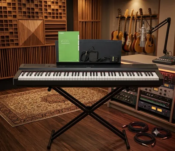 Piano Yamaha P-125B Impecável - Uso Exclusivo em Estúdio c/ Interface de Áudio Integrada!