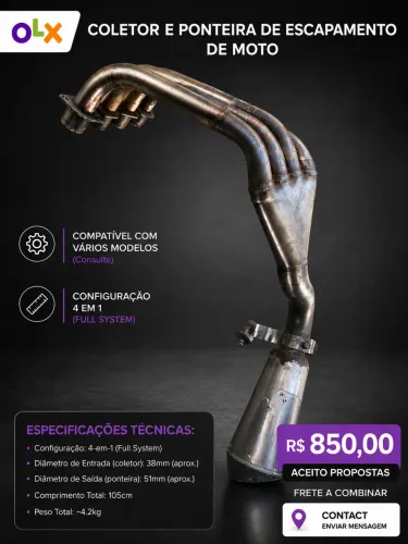 Escapamento Full System 4 em 1 - Excelente Custo-Benefício