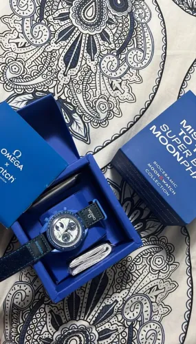Relógio omega x swatch moonswatch mission to the super moon Blue moonfase