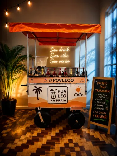 Carrinho de bebidas pronto para trabalhar 