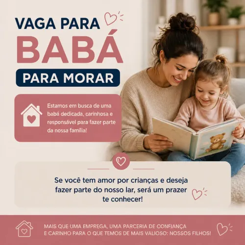 Vaga de babá para morar 