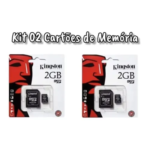 Kit 02 Cartões de Memória 2GB Micro SD, Ideal para dispositivos antigos