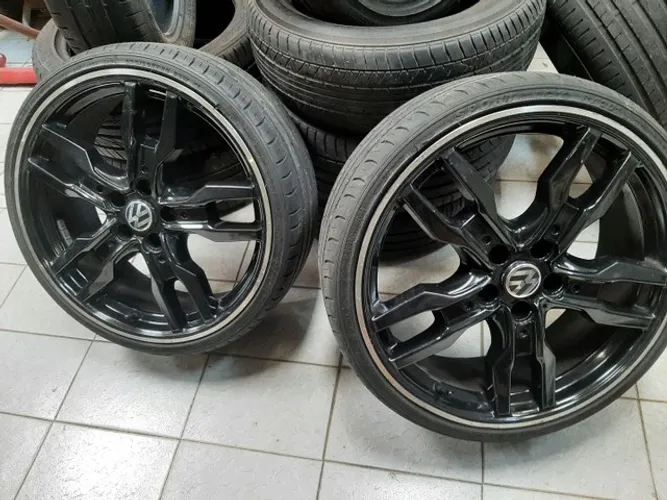 Roda aro 20 estrela preta com borda diamantado Audi 5x112