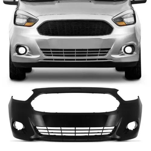 Parachoque Ford Ka 2015 à 2018 - Preto Liso (Furo Farol Auxiliar) - R2A