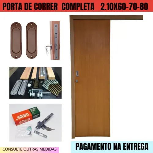 kit porta de correr com folha-ferragens-puxador