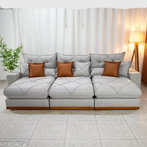 Sofá Gran Bello Cinza Linho - Pronta Entrega