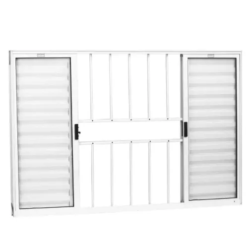 Veneziana 6 folhas 1,00x1,20 com grade no alumínio branco