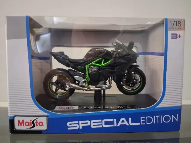 Miniatura Moto Maisto Kawasaki Ninja H2 R com base - Escala: 1/18