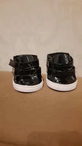 Criamigos Tênis Preto Brilhante com Velcro Acessório para Pelúcia da Criamigos