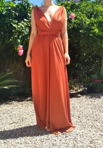  vestido  terracota madrinha evento casamento 