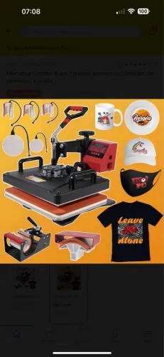 Combo 8 em 1 prensa térmica sublimação + impressora 