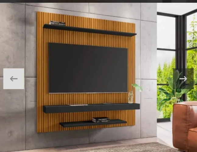 Painel para TV ripado/preto fosco