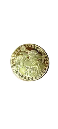 Moeda comemorativa do zodíaco. Signo de Sagitário. Folheada a ouro 24k