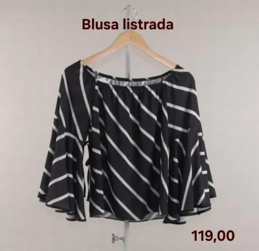 Blusa listrada manga flare