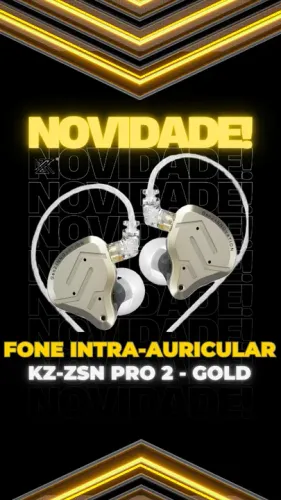 Fone profissional KZ-ZSN PRO 2 (sem mic), intra-auricular, retorno de palco, Lacrado