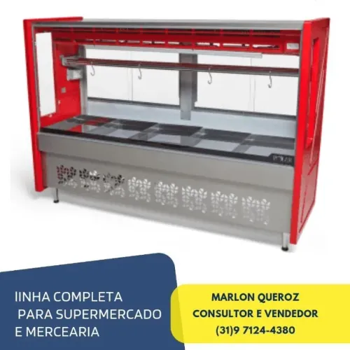 Balcão de Açougue Vermelho 1,75M Standart Polar