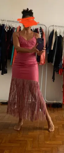 Vestido em couro legítimo rosa pink tamanho P ou PP