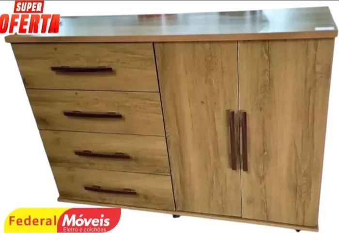 Cômoda com 4 Gavetas e 2 Portas - Nova e Super Funcional!