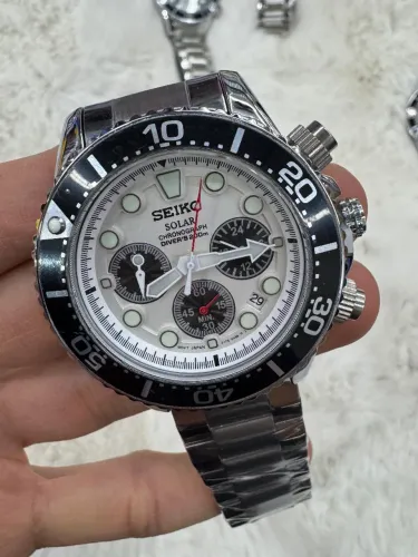 Relógio Estilo Seiko Chronograph em Aço Inoxidável