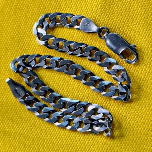 Pulseira Unissex de Prata Polida Elo Grumet